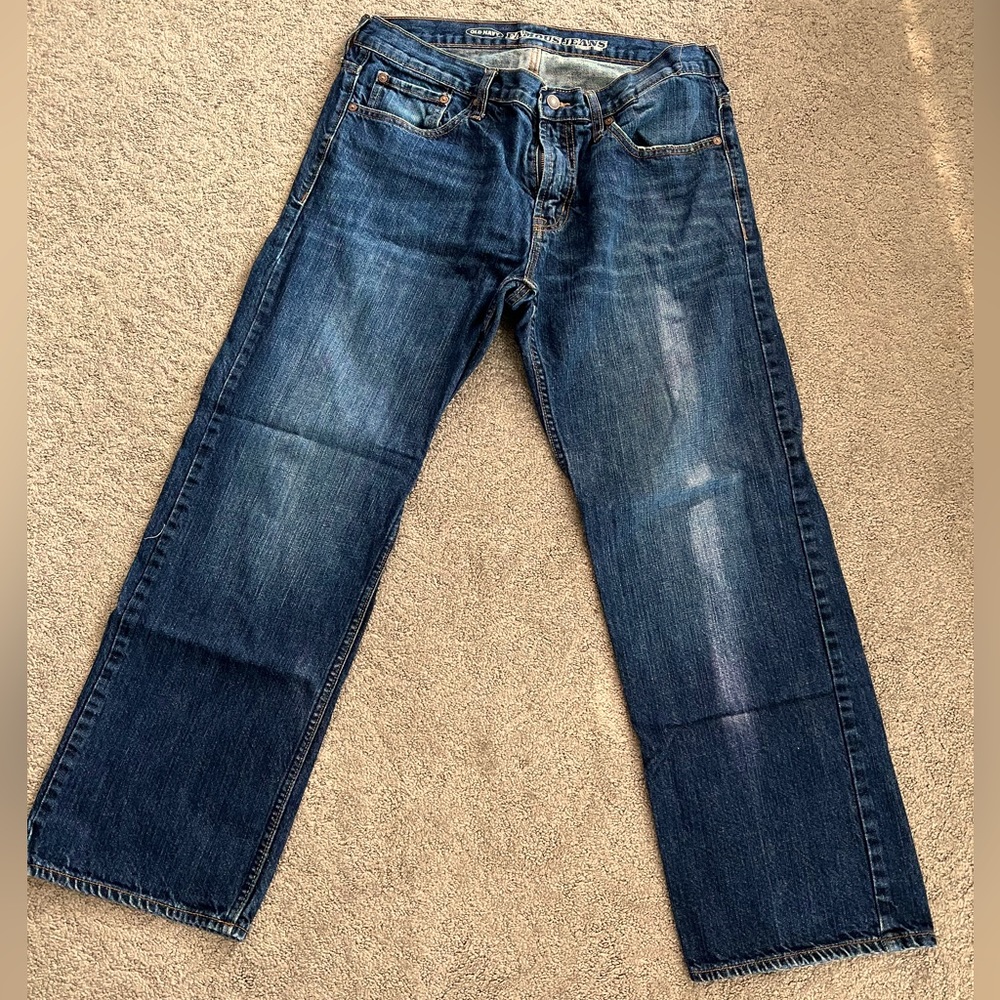 MEN’S NEW 34 x 30 Button front Men’s Straight Jeans  Medium Blue No flaws
